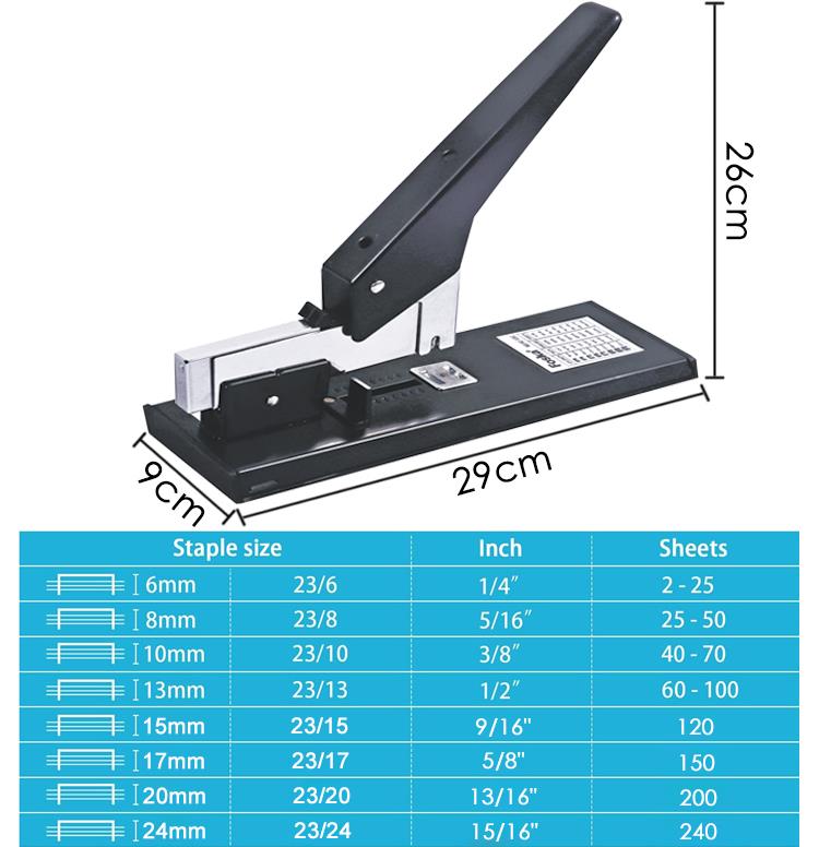 HC-120C Heavy Duty Stapler Size