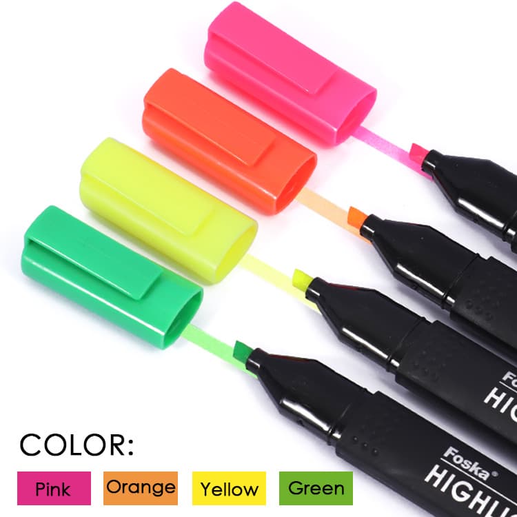 4 Fluorescent Colors Highlighter Pen