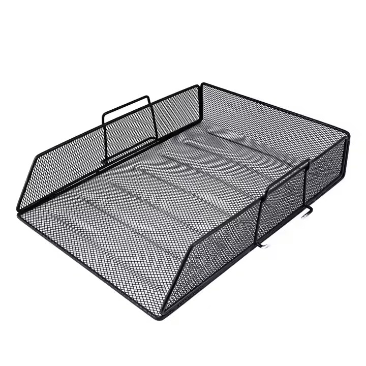 Black Metal Stackable File Tray